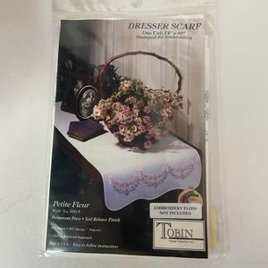 Tobin Stamped Embroidery Petit Fleur Dresser Scarf 14" x 39" #310/5 USA New